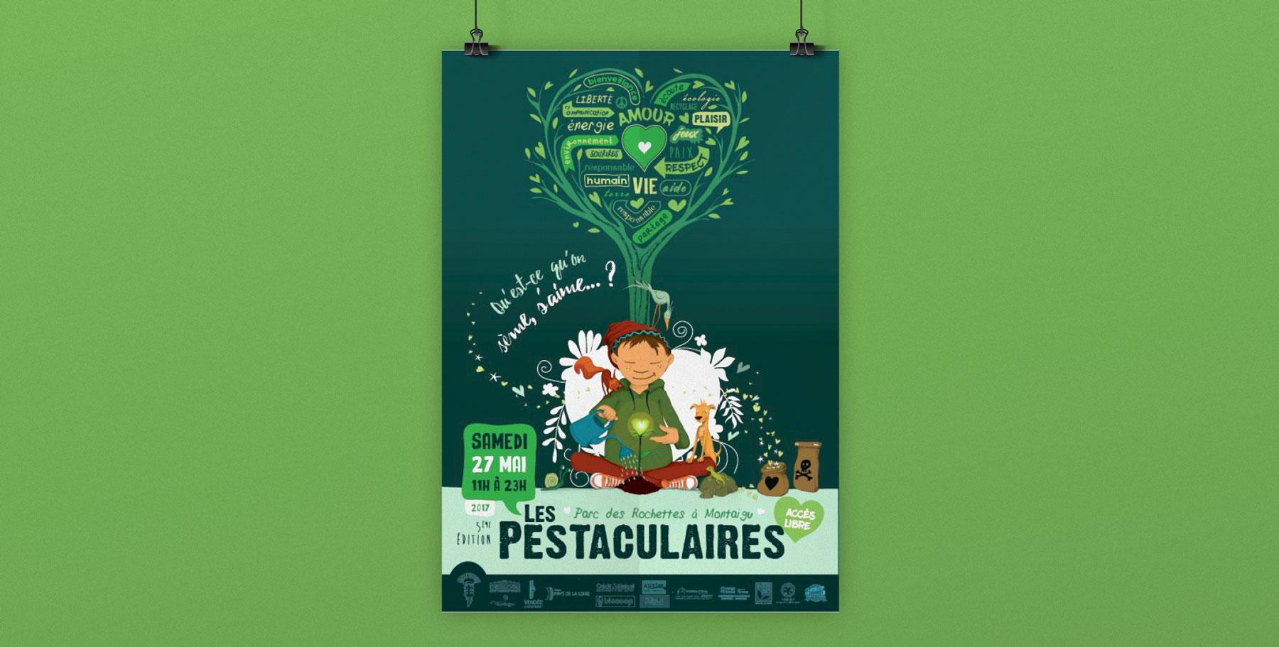 Affiche illustrée pour le festival familiale Les Pestaculaires pour l'association ArtSonic