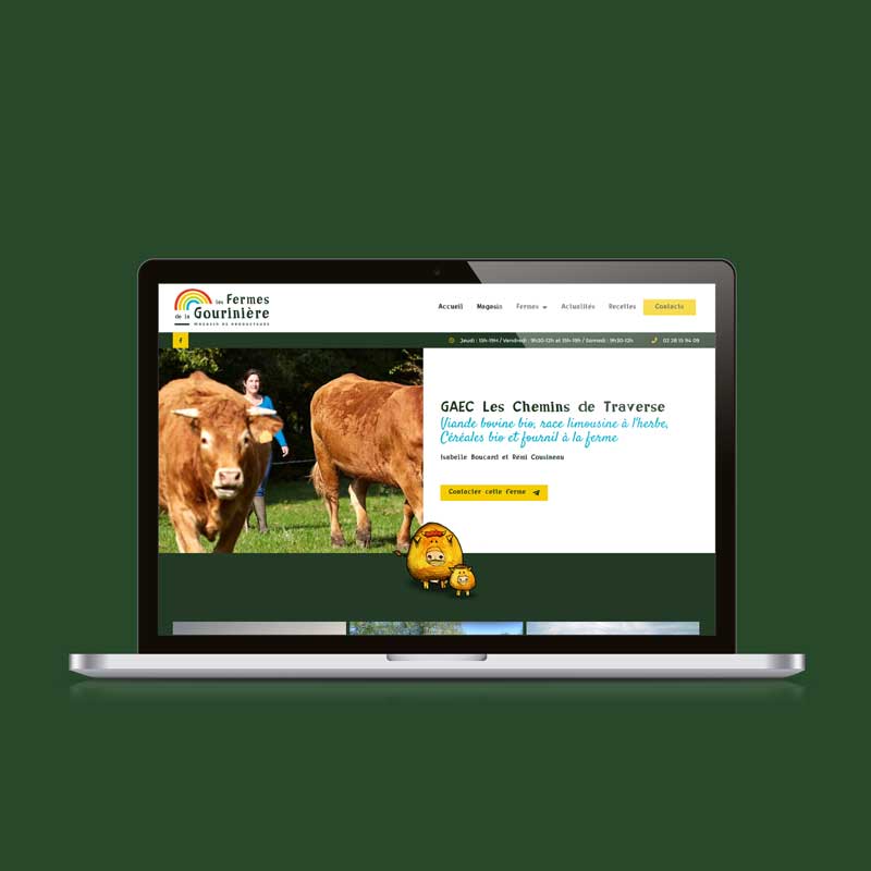 Interface du site internet des fermes de la goruiniere à Montaigu-Vendée